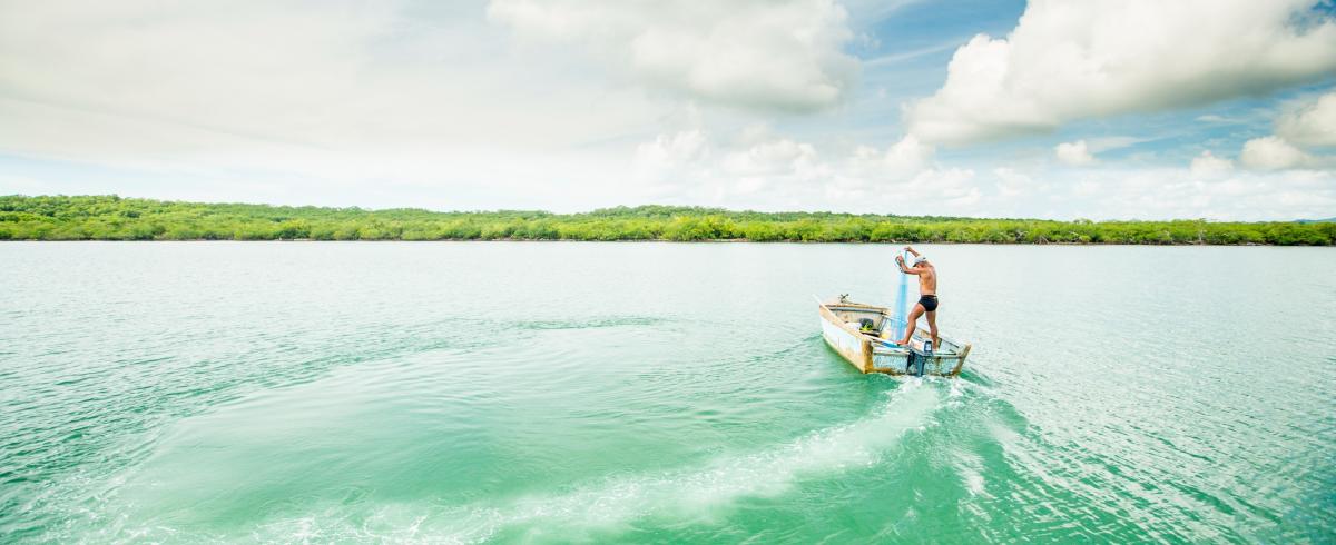 Fisher preparing to cast